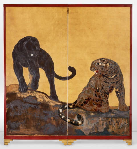 Vente par Sotheby's New York, USA du 30/07/2020 - Paravent. Panthère noire et Jaguar. 1921 (lot n°65)